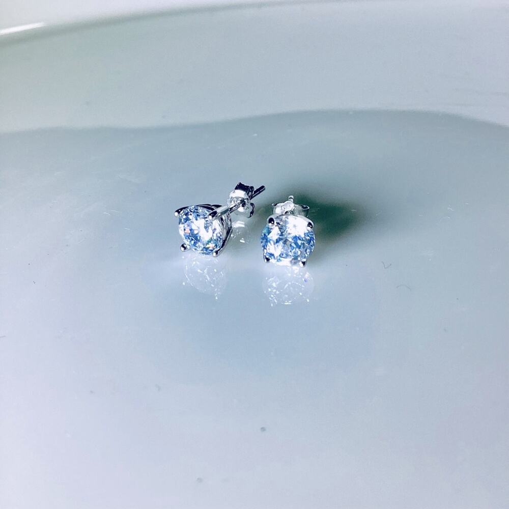 Jacmel Sterling Silver CZ Earrings Signed JCM Stud
